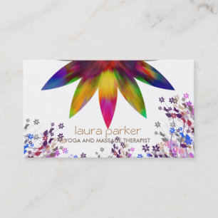 Carte De Visite Aquarelle Lotus Fleur Logo Yoga Santé de guérison