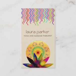 Carte De Visite Aquarelle Lotus Fleur Logo Yoga Santé de guérison