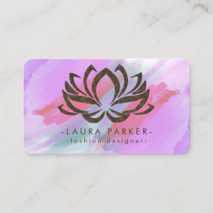 Carte De Visite Aquarelle Lotus Fleur rose pourpre éclaboussure