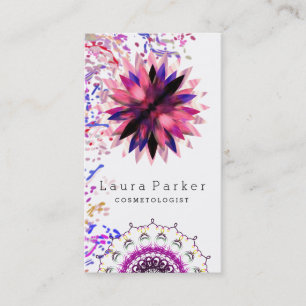 Carte De Visite Aquarelle Lotus Flower Mandala Yoga Spa holistique