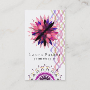 Carte De Visite Aquarelle Lotus Flower Mandala Yoga Spa holistique