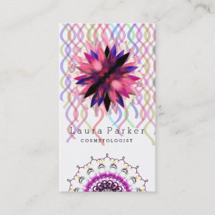 Carte De Visite Aquarelle Lotus Flower Mandala Yoga Spa holistique