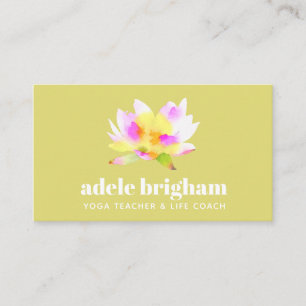 Carte De Visite Aquarelle Lotus Yoga Enseignant et coach de vie