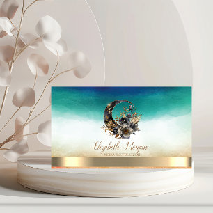 Carte De Visite Aquarelle lune florale élégante