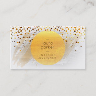 Carte De Visite Aquarelle Lune Jaune Splatz Confetti Moderne