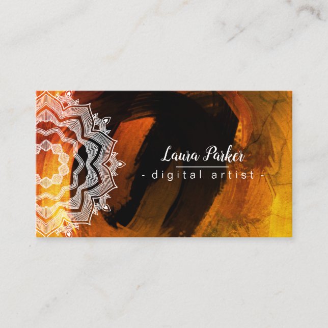 Carte De Visite Aquarelle Mandala Art Abstrait Splatter Stroke (Devant)