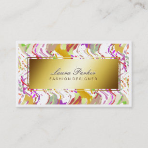 Carte De Visite Aquarelle Maquillage Artiste Cheveux Styliste Or r