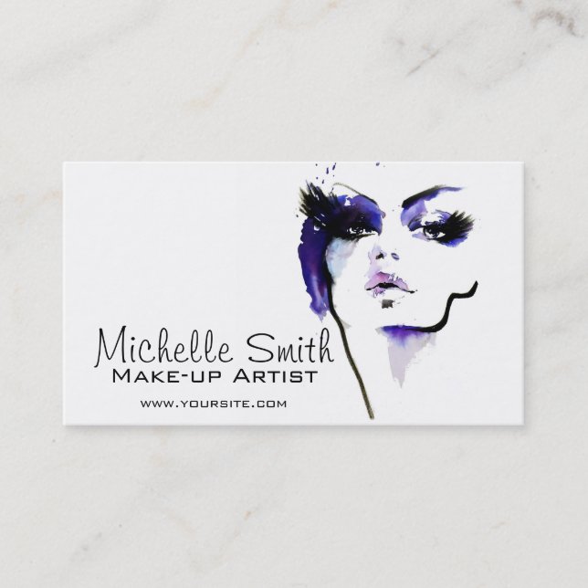 Carte De Visite Aquarelle maquillage visage marque artiste (Devant)