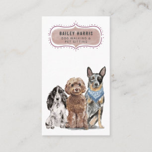 Carte De Visite Aquarelle mignonne Chien Walker Aventures Animaux
