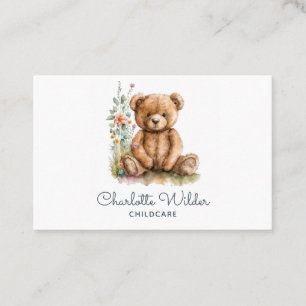 Carte De Visite Aquarelle mignonne Ours en peluche Garde d'enfants