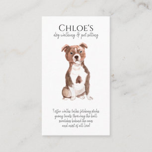 Carte De Visite Aquarelle mignonne Pet Sitter Chien Walker