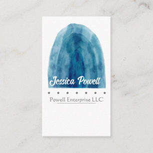 Carte De Visite aquarelle minimaliste bleu et blanc