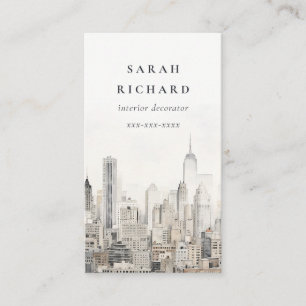 Carte De Visite Aquarelle minimaliste chic New York City Skyline