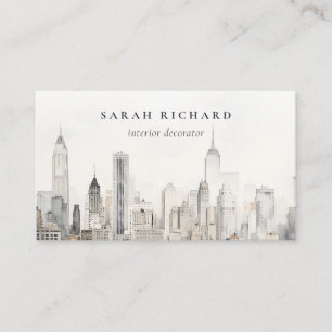 Carte De Visite Aquarelle minimaliste chic New York City Skyline
