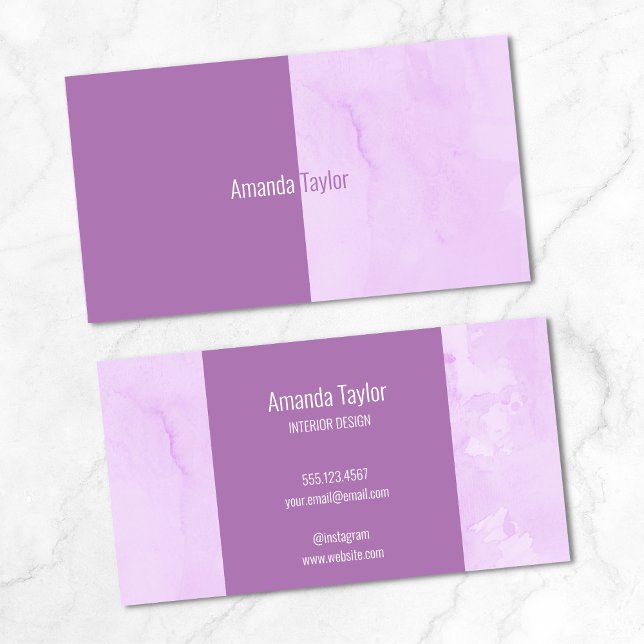 Carte De Visite Aquarelle minimaliste moderne violet foncé (Créateur téléchargé)