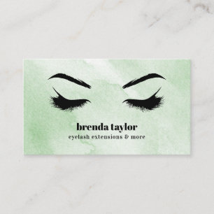 Carte De Visite Aquarelle Mint vert Eyelash Browbar professionnel