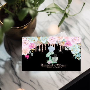 Carte De Visite Aquarelle Mixer Fleurs Rose Gold Drives Boulangeri