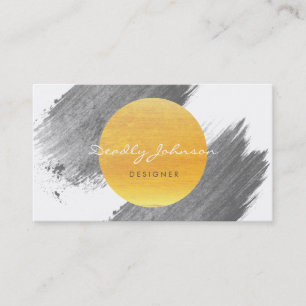 Carte De Visite Aquarelle moderne Abstrait Elégant Noir Jaune