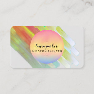 Carte De Visite Aquarelle Moderne Abstraite Peinture Artiste Girly