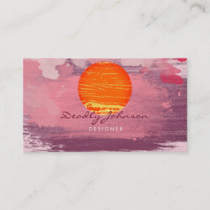 Carte De Visite Aquarelle moderne Abstraite Peinture rose orange