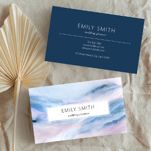 Carte De Visite Aquarelle moderne bleu Abstrait rose Turquoise Pas