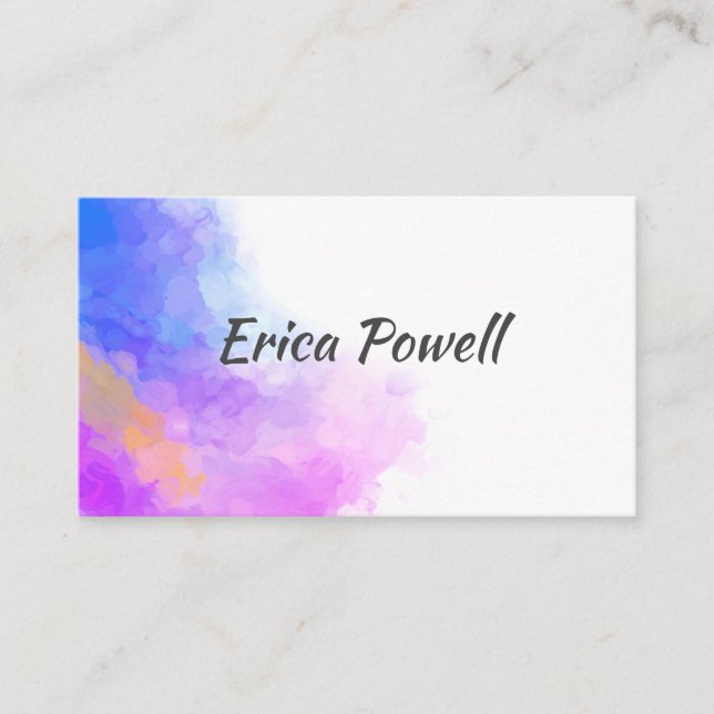 Carte De Visite aquarelle moderne bleu et violet abstrait (Devant)