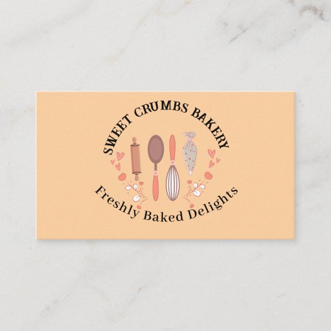 Carte De Visite Aquarelle moderne Cuisine & Cuisine Ustensiles Bou (Devant)