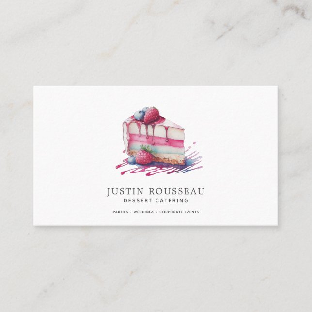 Carte De Visite Aquarelle moderne Dessert Baker Chef pâtissier (Devant)