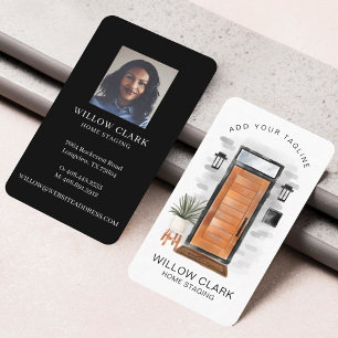 Carte De Visite Aquarelle moderne du milieu du siècle porte avant