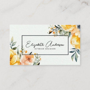 Carte De Visite Aquarelle moderne élégante Floral Designer intérie