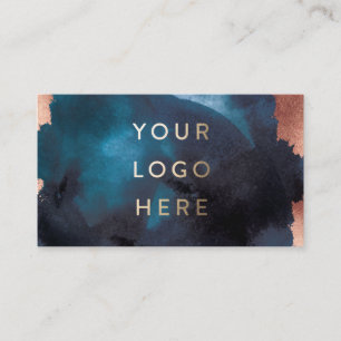 Carte De Visite Aquarelle moderne Marine Rose bleu or