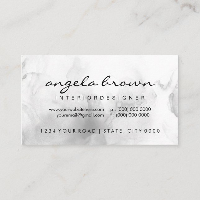 Carte De Visite Aquarelle moderne Ombre noir et blanc (Dos)