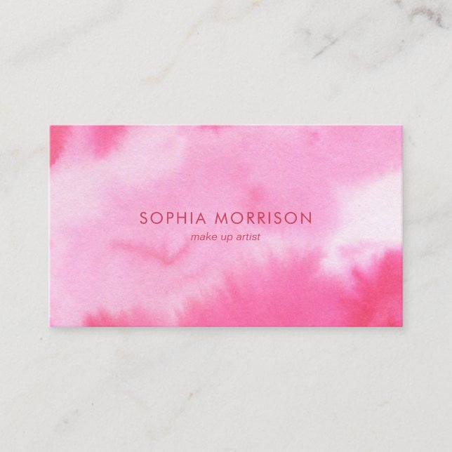 Carte De Visite Aquarelle moderne rose (Devant)