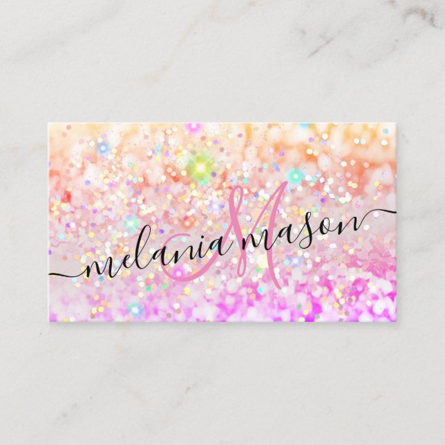 Carte De Visite Aquarelle moderne rose or Parties scintillant d'en (Devant)