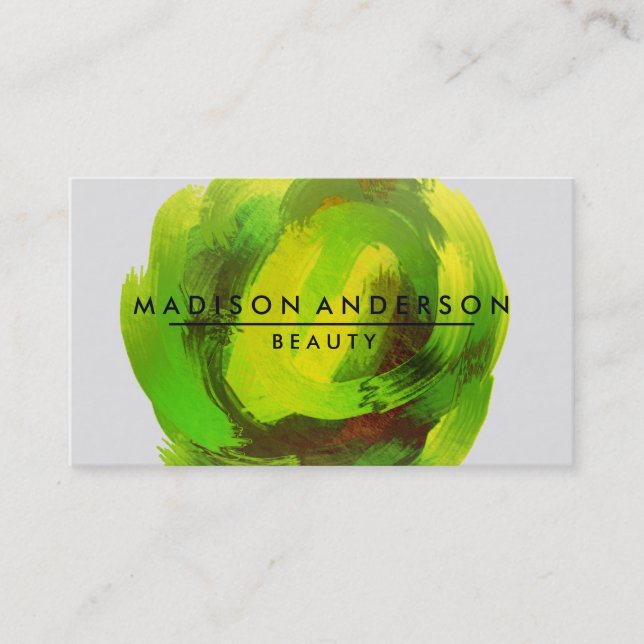 Carte De Visite Aquarelle Moderne Simple & Classique Beauté Vert (Devant)
