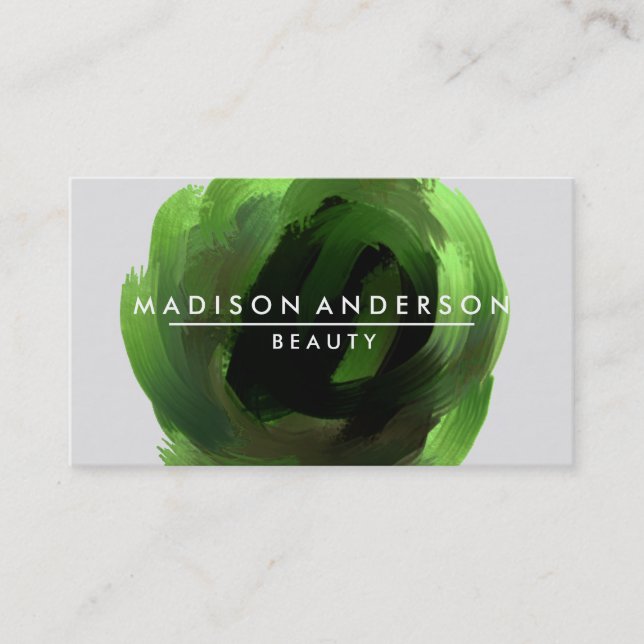 Carte De Visite Aquarelle Moderne Simple & Classique Beauté Vert (Devant)