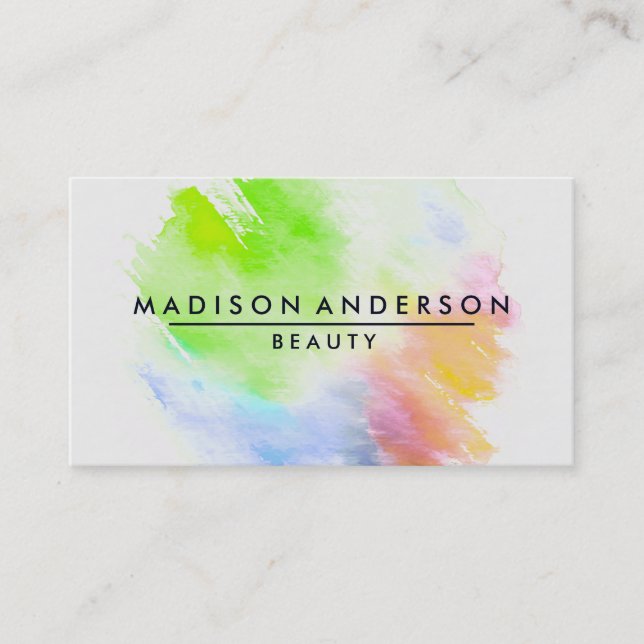 Carte De Visite Aquarelle Moderne Simple & Classique Beauty Busine (Devant)