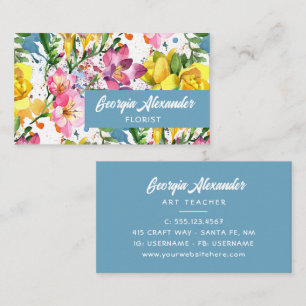 Carte De Visite Aquarelle moderne tendance fleuriste