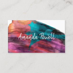 Carte De Visite aquarelle moderne violet gras abstrait personnalis