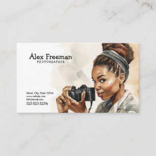 Carte De Visite Aquarelle Noir & Blanc Souriant Vierge photographe