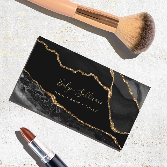 Carte De Visite aquarelle noire agate (Créateur téléchargé)