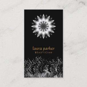 Carte De Visite Aquarelle noire Lotus Fleur Logo Guérison Yoga