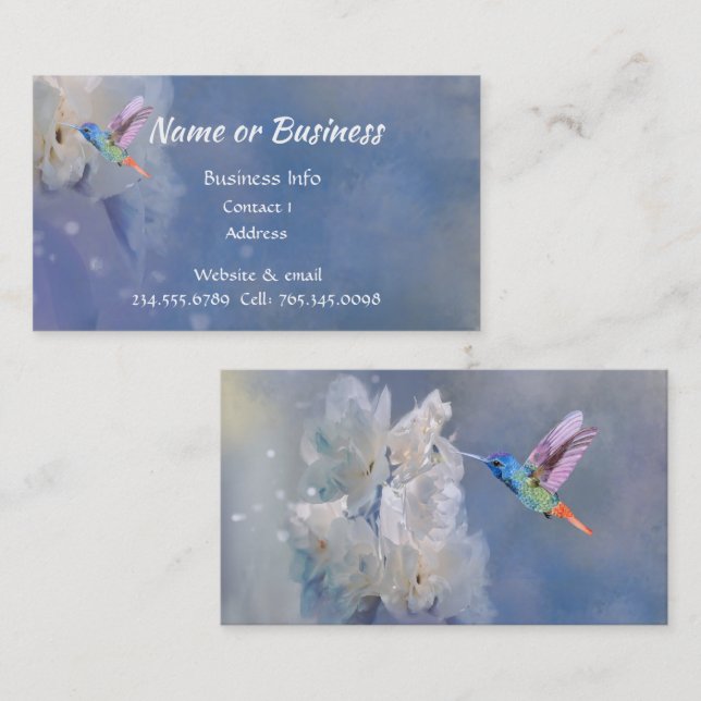 Carte De Visite Aquarelle Oiseau, Nature, Faune (Devant / Derrière)