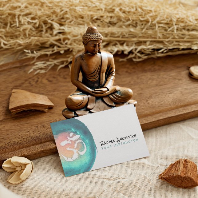 Carte De Visite Aquarelle Om Symbole Yoga Méditation Instructeur (Créateur téléchargé)