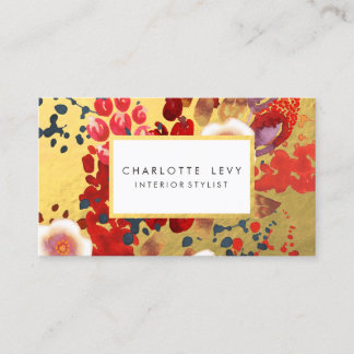 Carte De Visite Aquarelle or Abstraite Floral Art Styliste