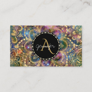 Carte De Visite Aquarelle or et mandala nébuleuse diamant brillant