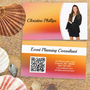Carte De Visite Aquarelle orange professionnelle photo personnalis