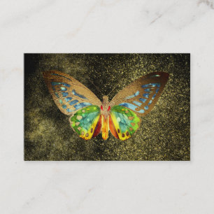 Carte De Visite *~* Aquarelle Papillon Doré Paillettes d'Or