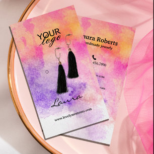 Carte De Visite Aquarelle peinte à la main Écran d'oreille coloré