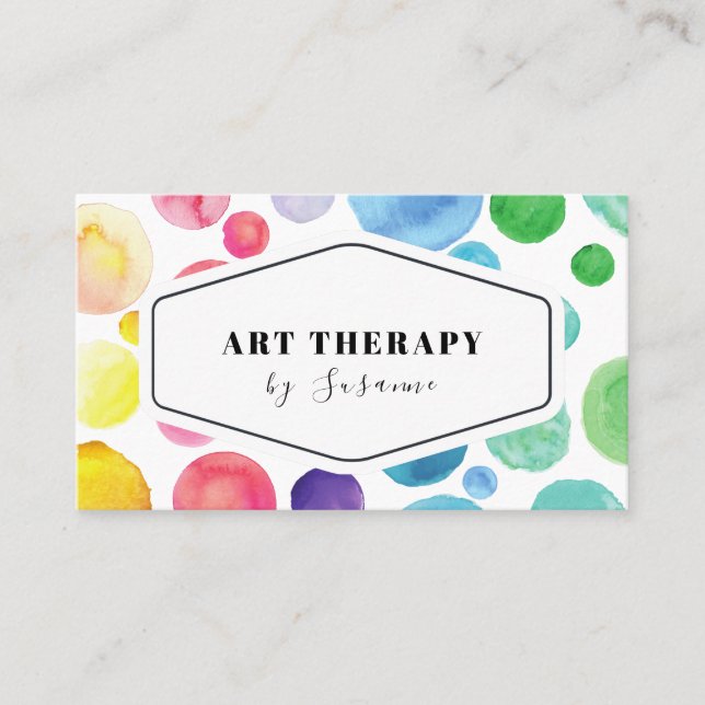 Carte De Visite Aquarelle Peinture Polka Dot Art Therapist (Devant)